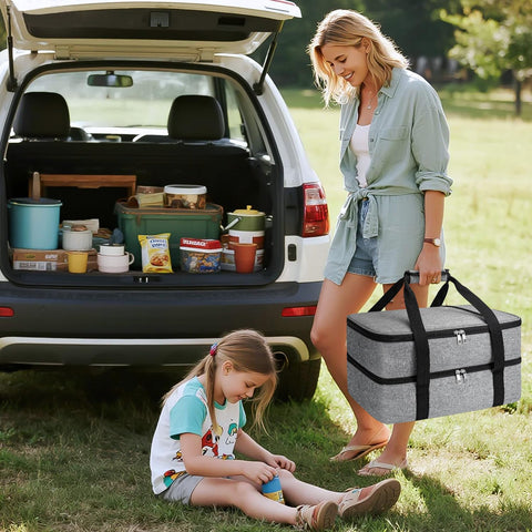 Coobiiya carrier ready for picnics and potlucks keeps meals secure during travel.