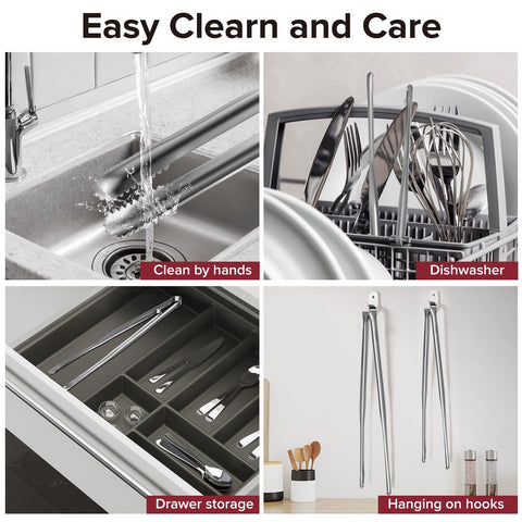 COOCLAN easy-storage hook compatible tongs keep counters tidy