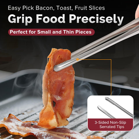 COOCLAN precision serrated tips 13.5 inch tongs extend reach for grilling