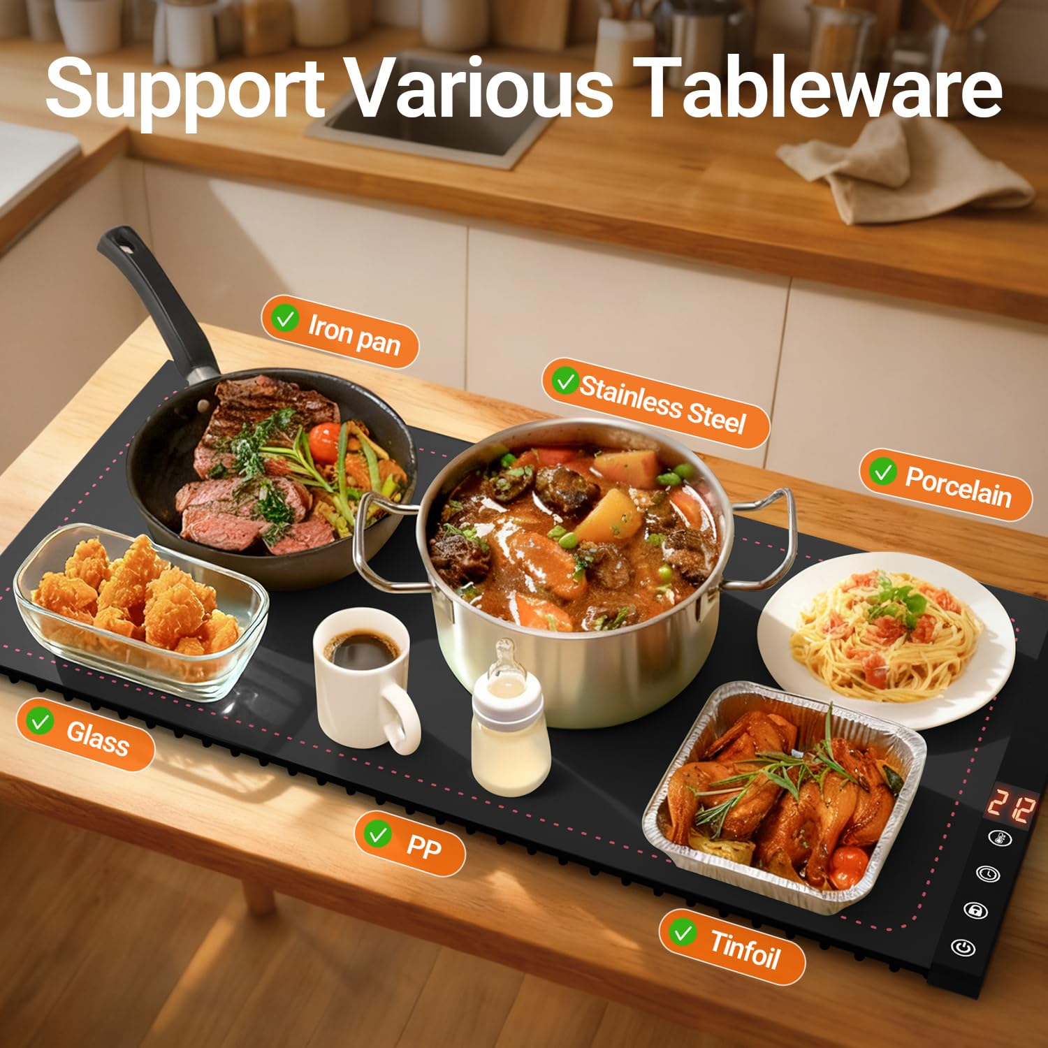 COODAM warming mat offers six temperature settings for flexible heat control.