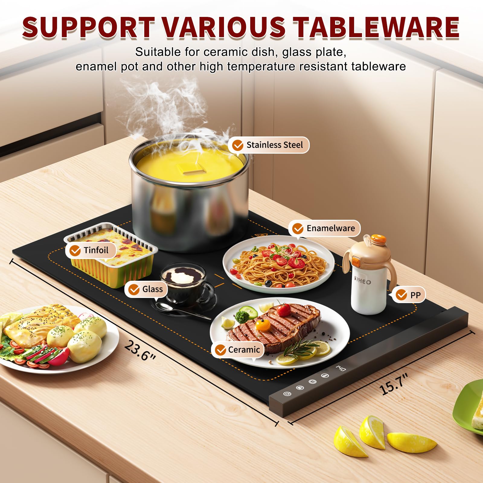 COODAM Warming Mat six temperature settings for precise warming.