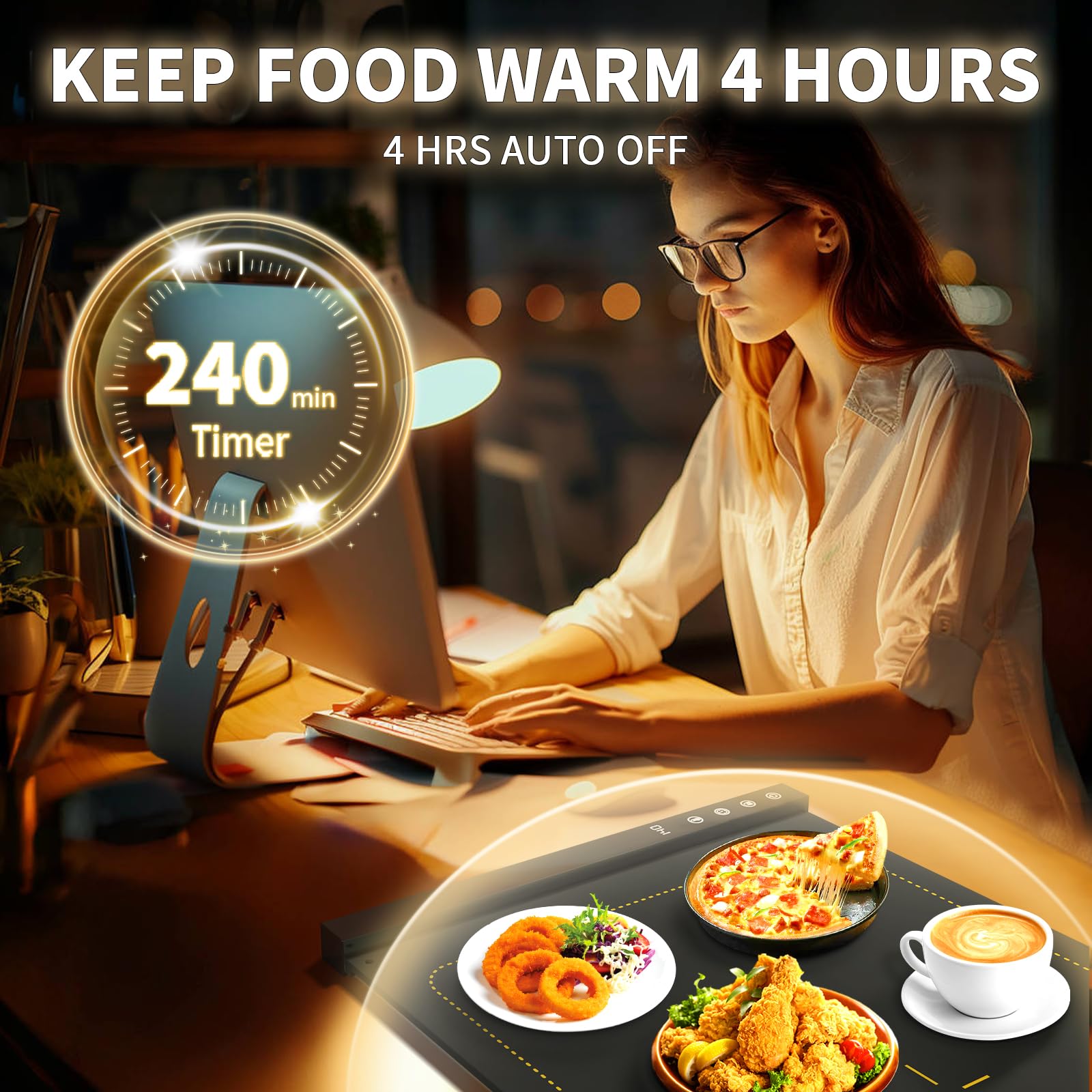 COODAM Warming Mat timer 1-4 hours enables flexible serving windows.