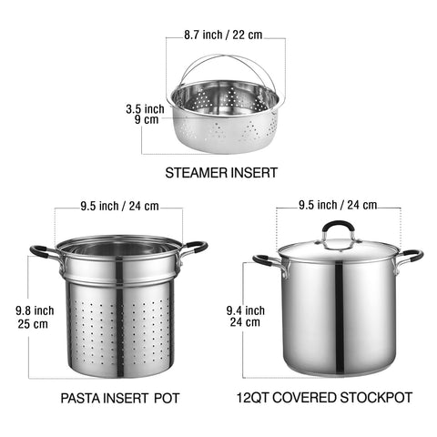 Cook N Home steamer insert enables even veggie and seafood steaming.