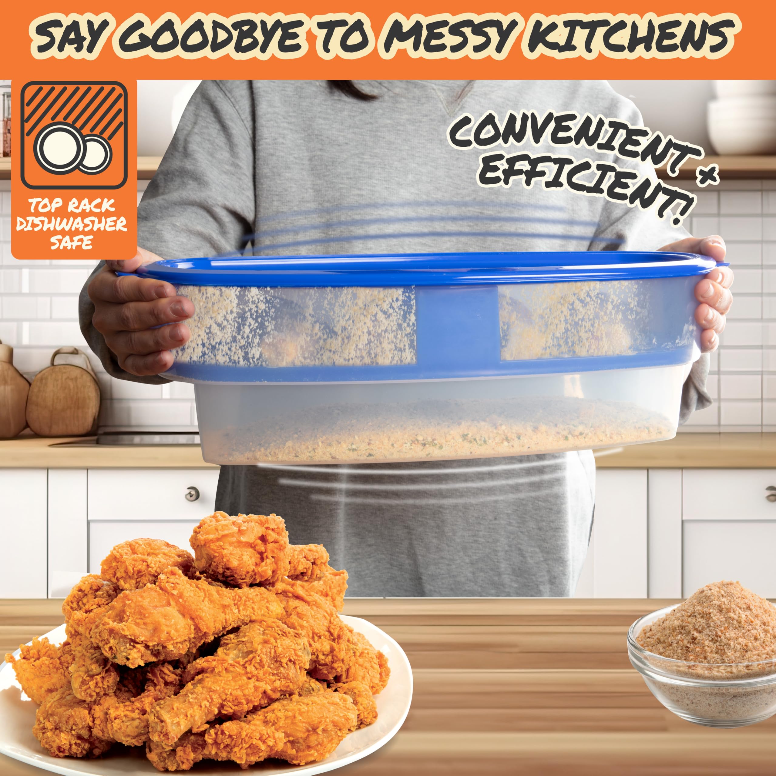 COOK'S CHOICE Better Breader Bowl ready-to-fry items leaving evenly coated
