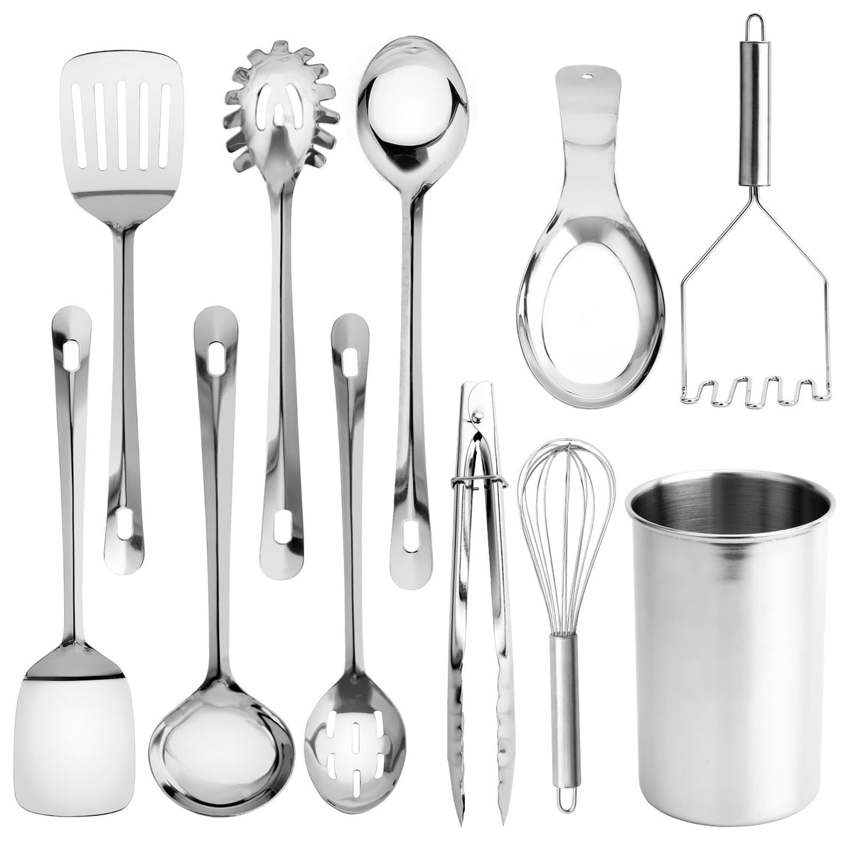 Cook With Color 10-piece utensil set with mirror finish for premium kitchens.