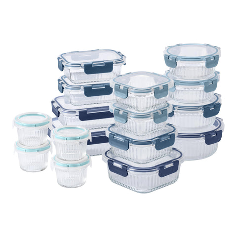 COOK WITH COLOR 32-Pc set on counter for easy meal prep.