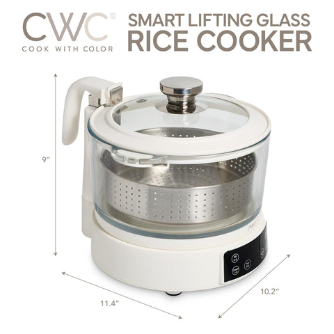 COOK WITH COLOR 3L glass mini cooker with steamer attachments for versatile meals