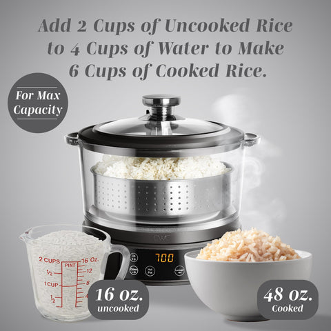 COOK WITH COLOR 3L glass mini rice cooker digital panel enables precise keep-warm control