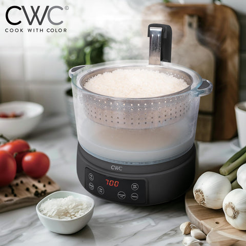 COOK WITH COLOR 3L glass mini rice cooker hotpot feature enables customizable meals