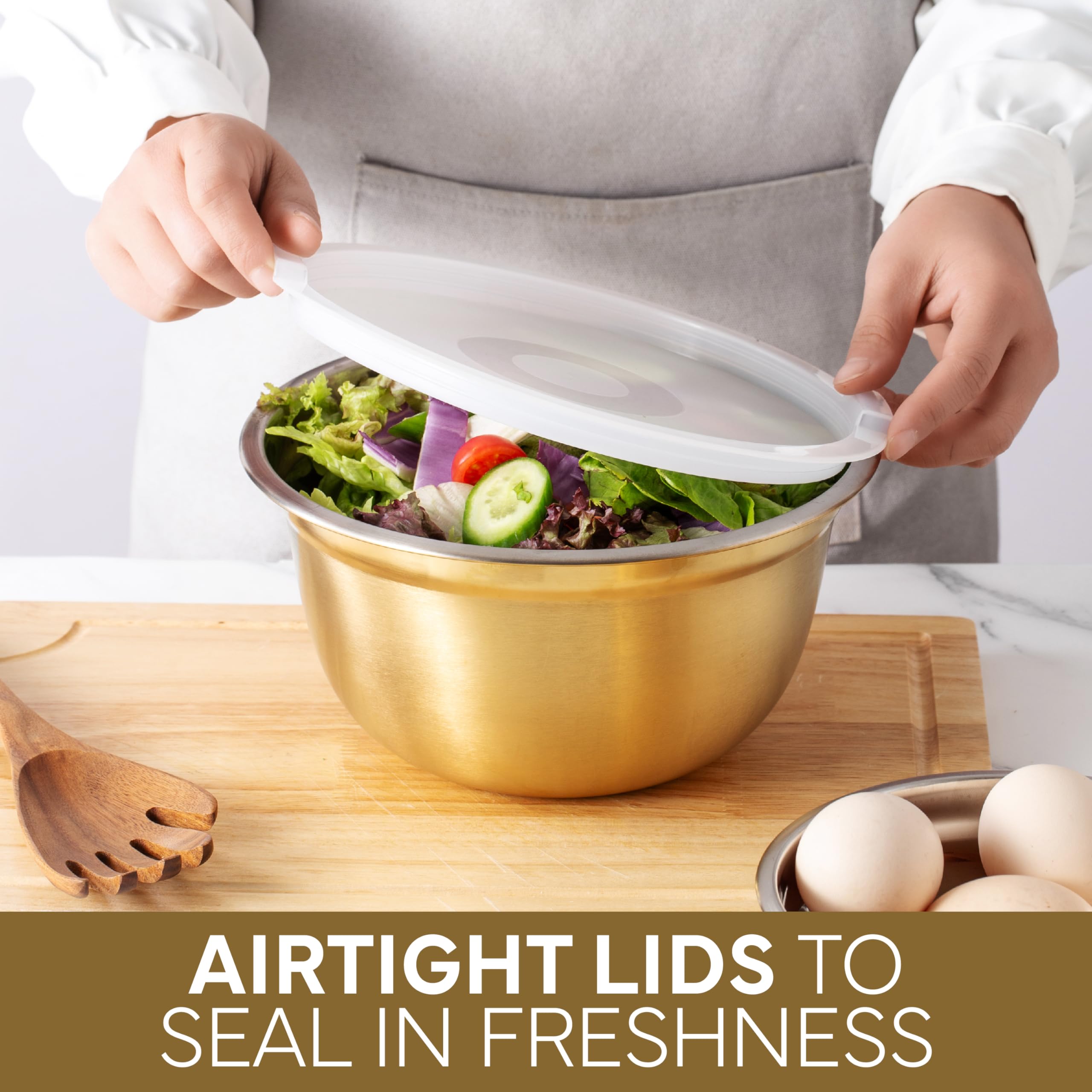 Cook With Color airtight lids help keep foods fresh and prevent spills.