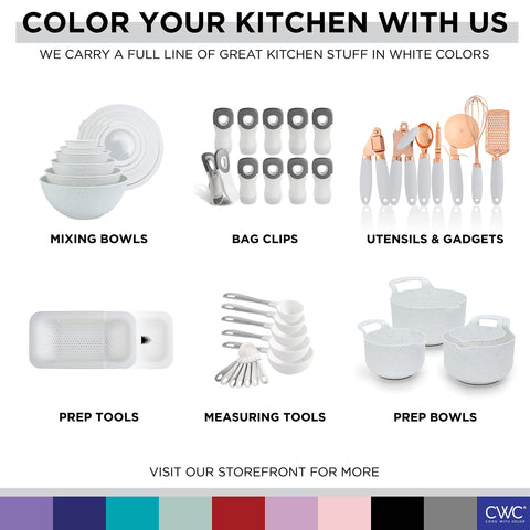 Cook with Color white 20-pack bag clips for colorful kitchen organization.