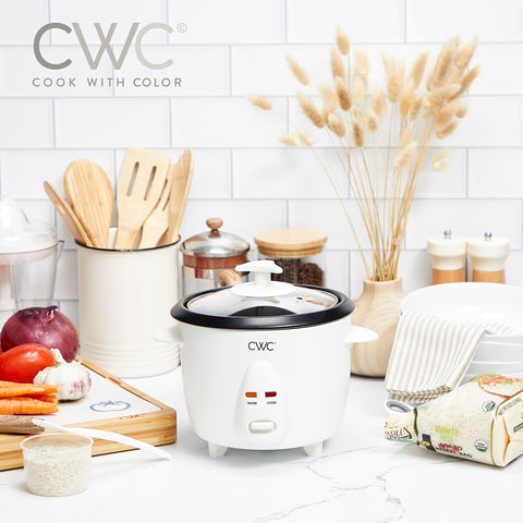 Cook With Color 6 Cup Rice Cooker compact design fits small kitchens.