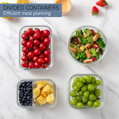 Dishwasher-safe glass containers effortlessly cleaned.