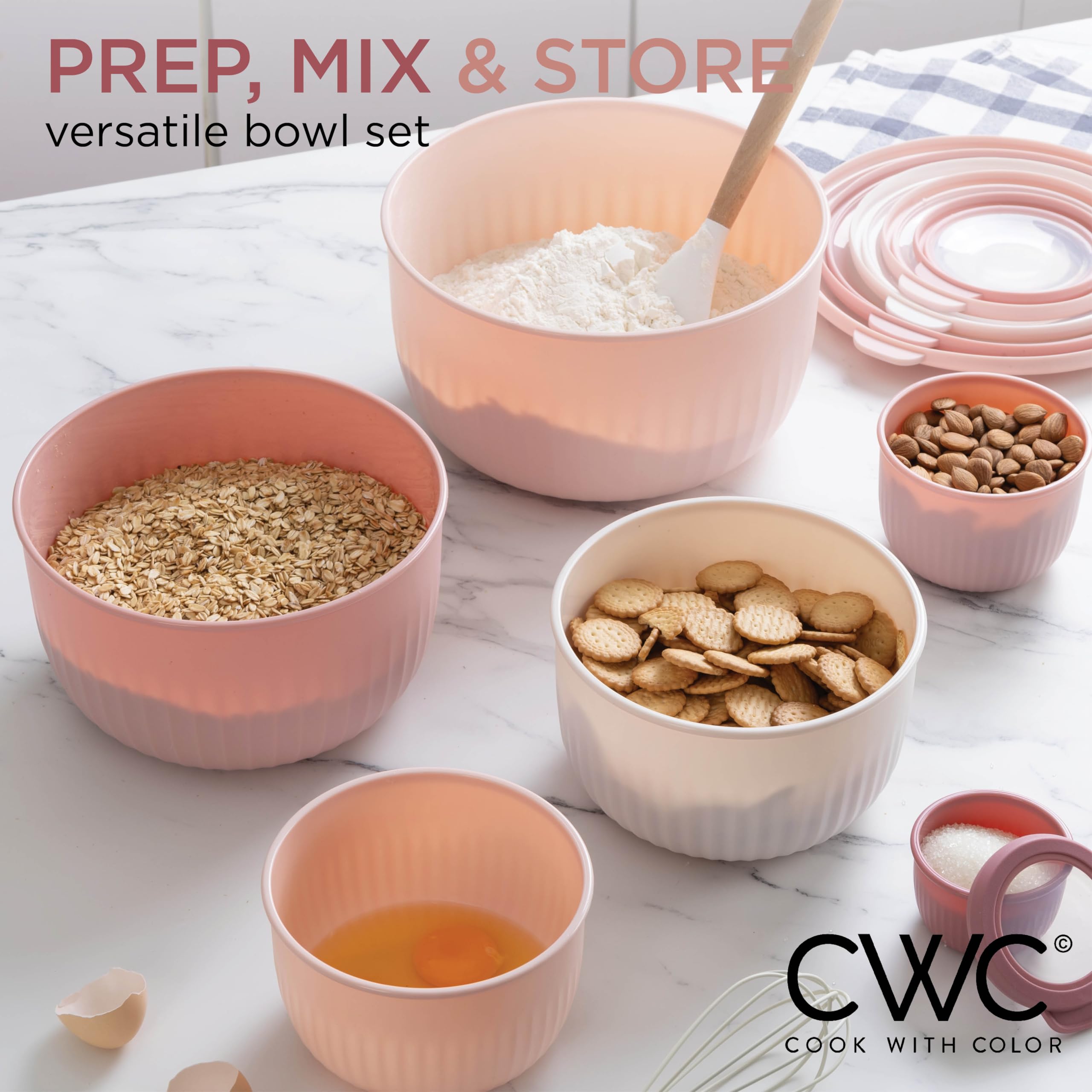 Cook with Color dishwasher-safe BPA-free bowls for simple cleanup.