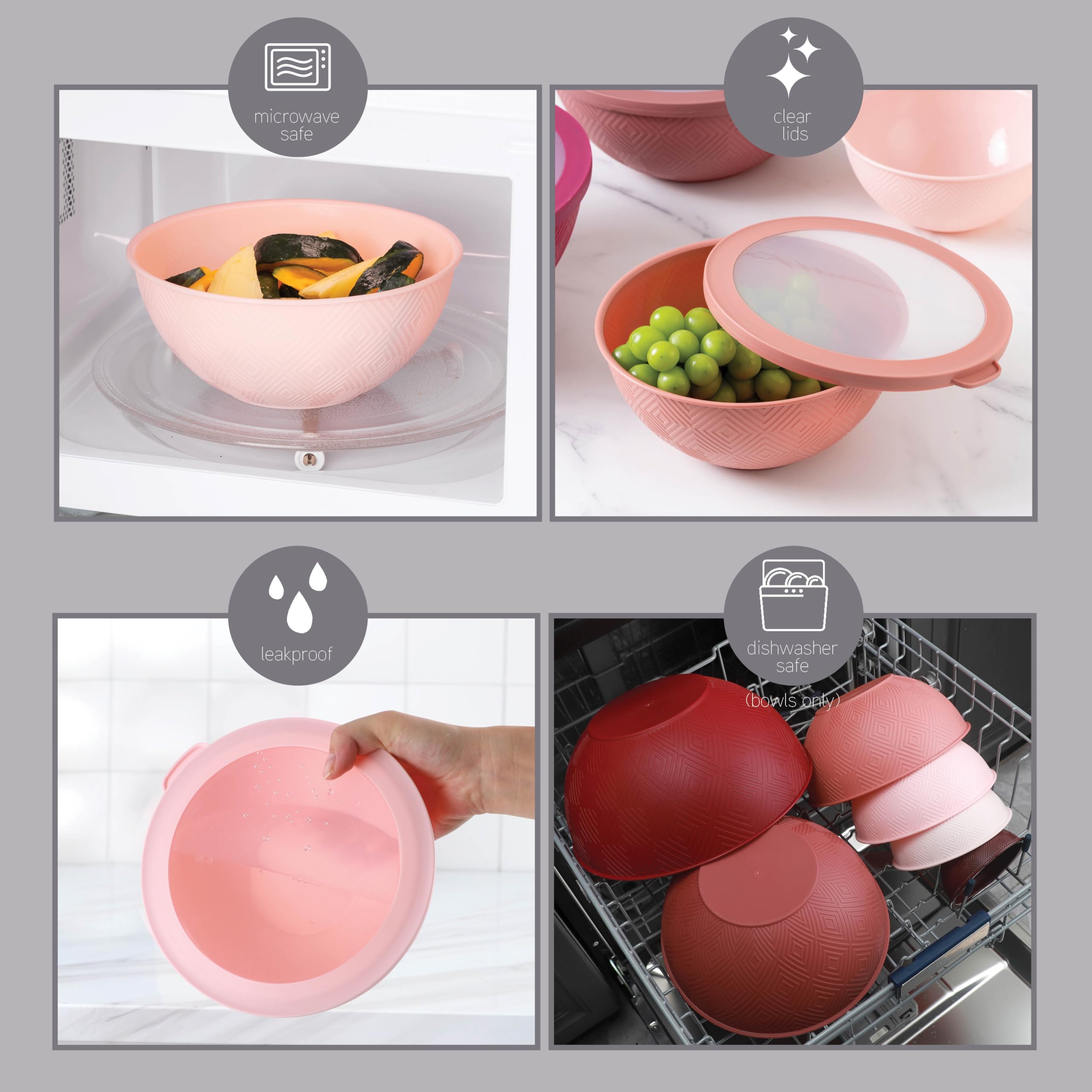 Top-rack dishwasher-safe rose bowls simplify cleanup after cooking