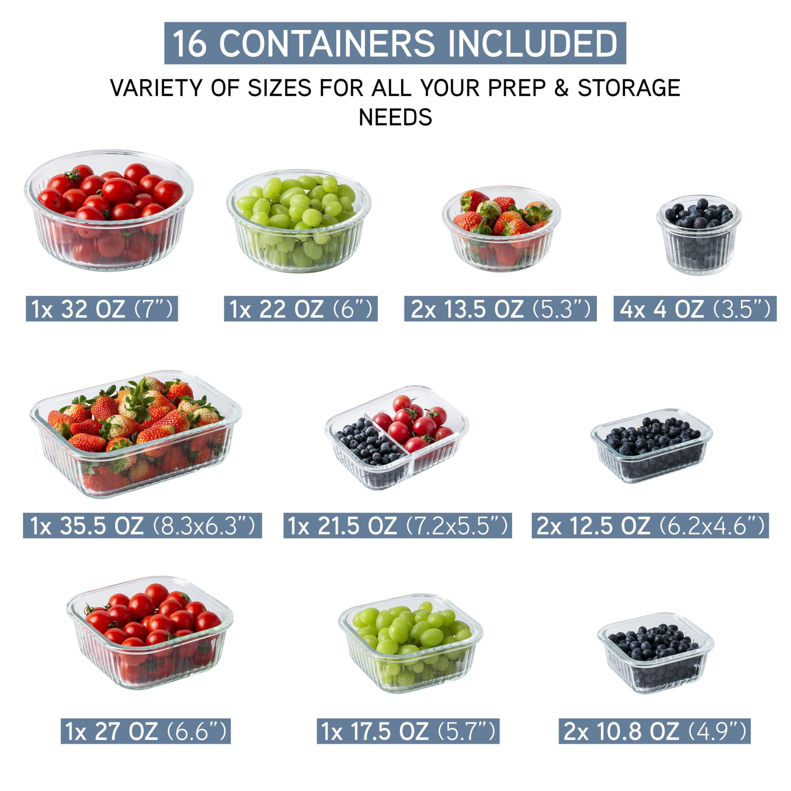 Close-up of glass divider inside container showing separate foods.