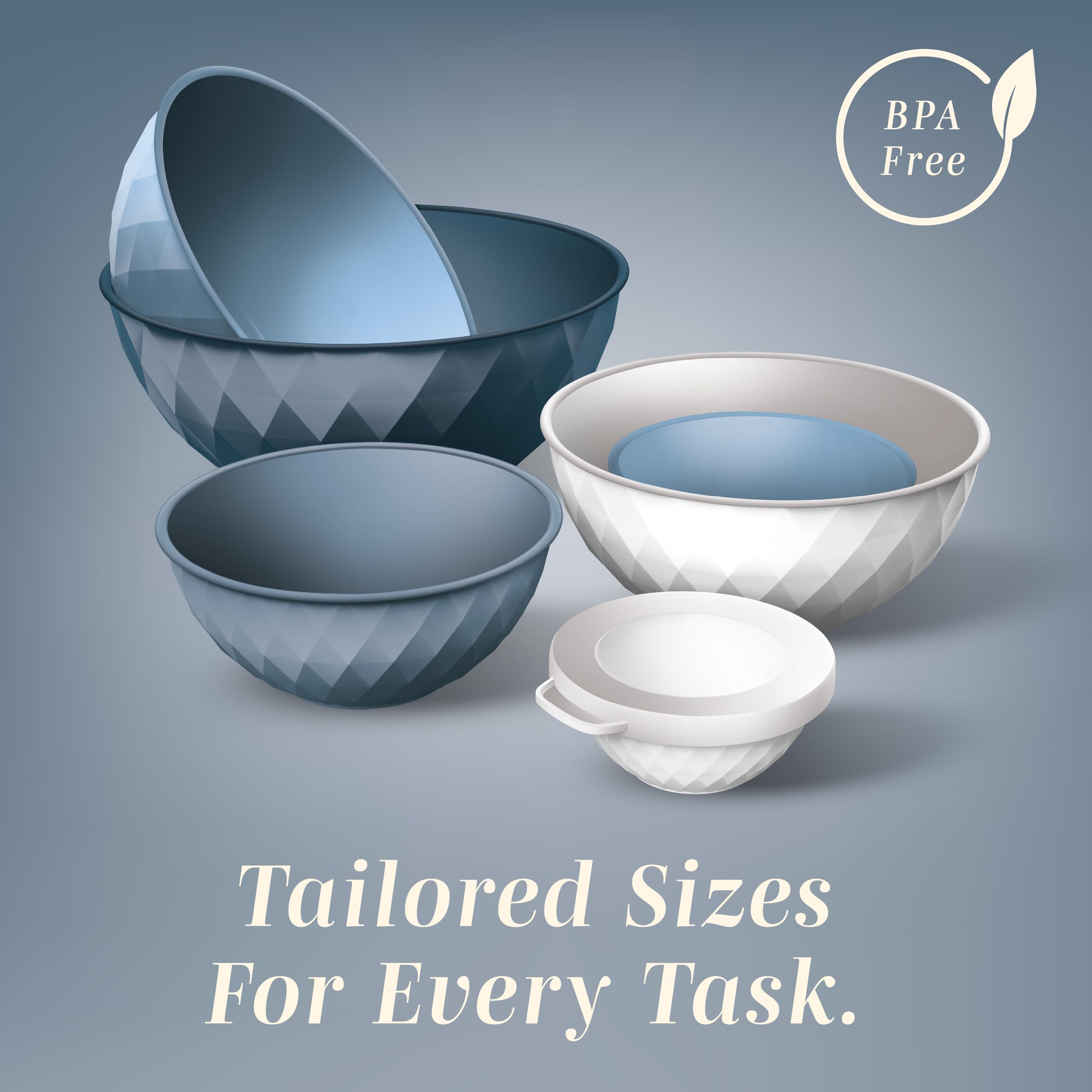 COOK WITH COLOR freezer-safe bowls keep prepped ingredients fresh.