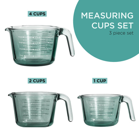 COOK WITH COLOR glass measuring cups 2 cup with sturdy handle for easy pouring.