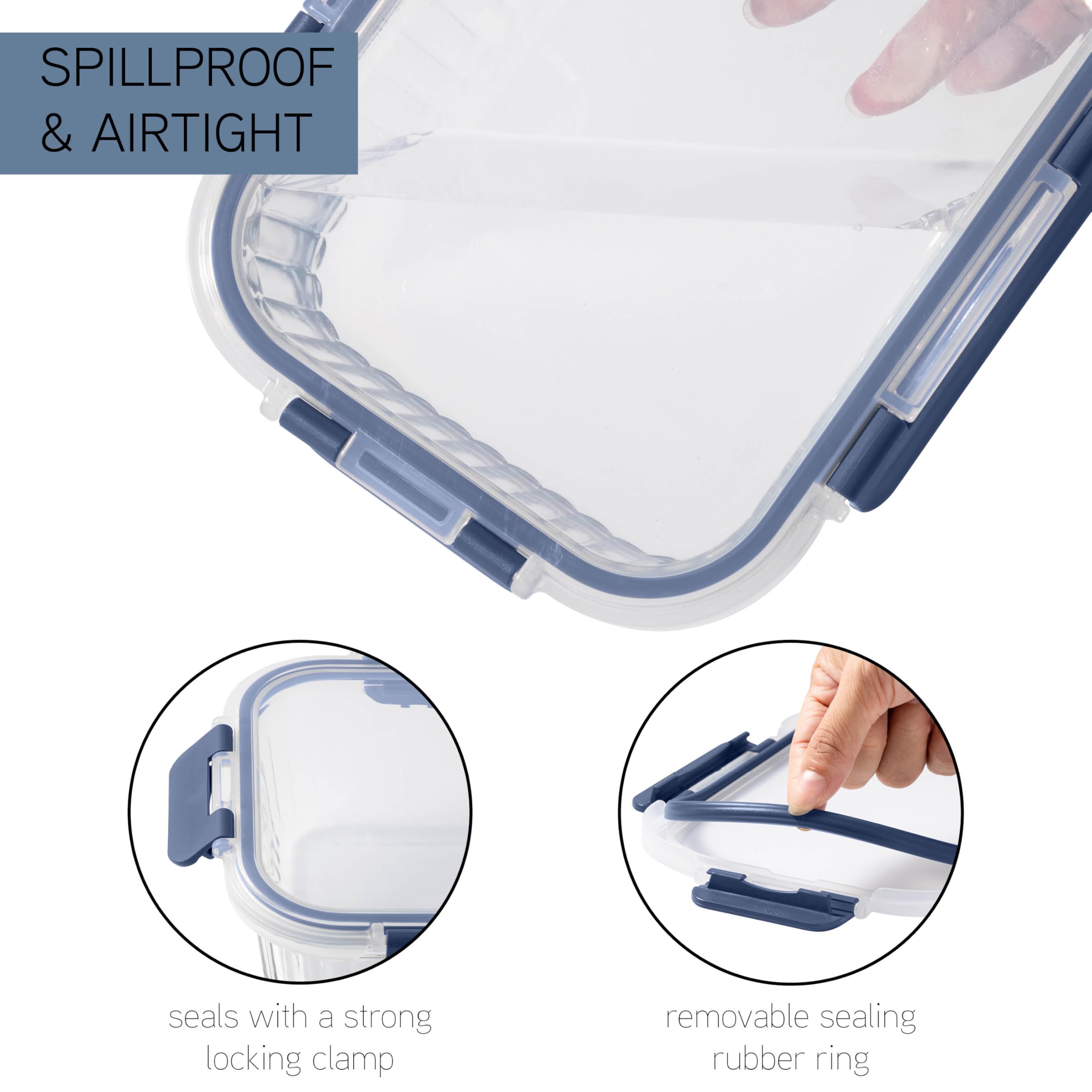 Lids securely snapped for leakproof transport and freshness.