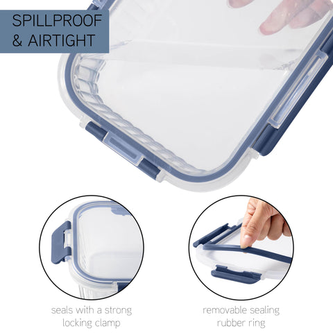 Lids securely snapped for leakproof transport and freshness.
