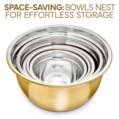 Cook With Color luxe PVD-coated bowls resist tarnish and fading during daily use.