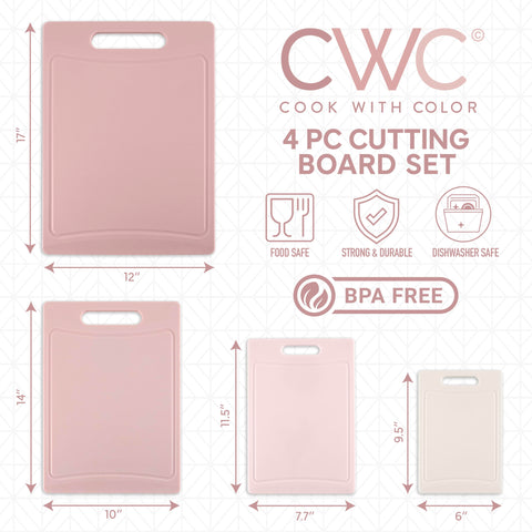 COOK WITH COLOR medium pink cutting board with non-slip grip for versatile prep