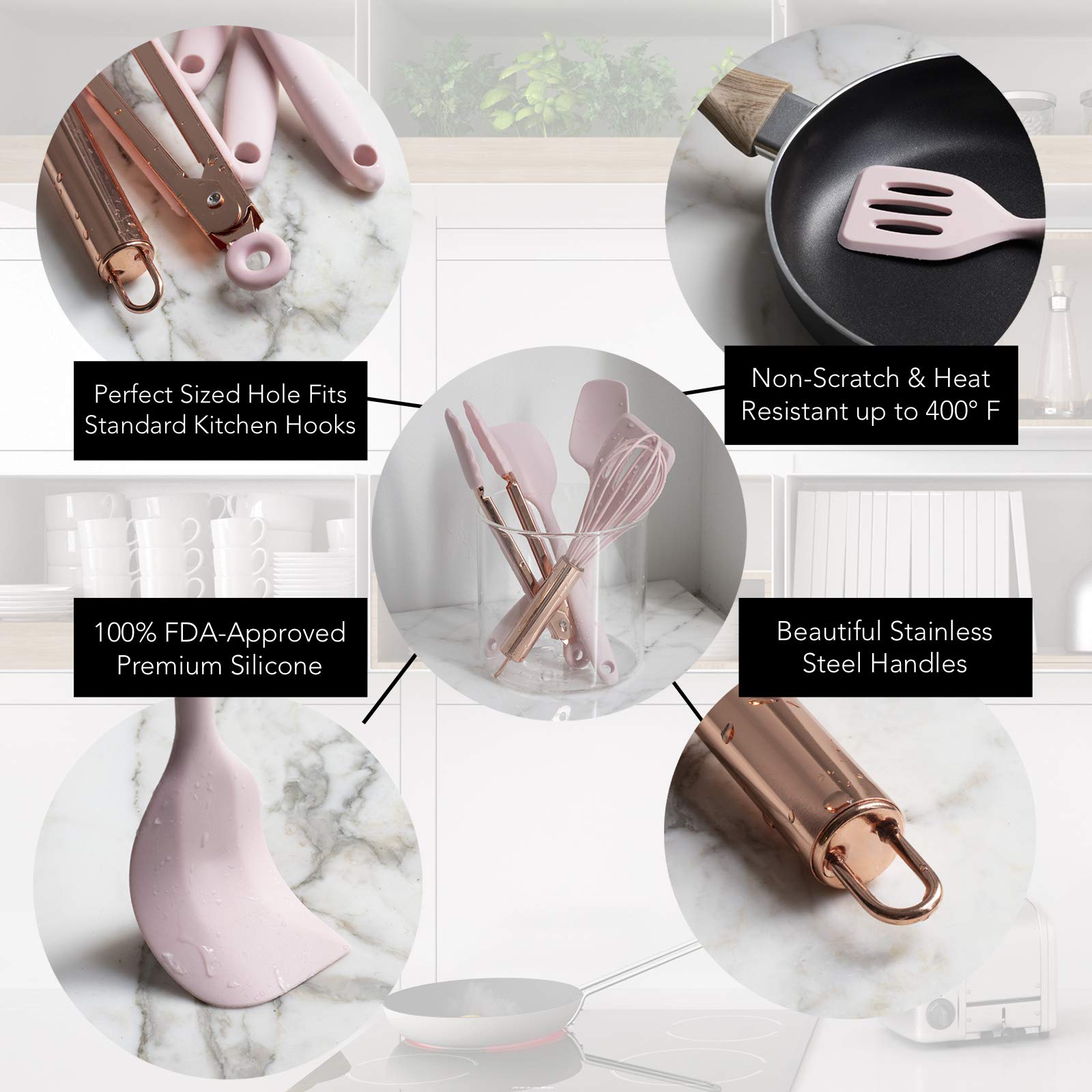 COOK WITH COLOR mini slotted spatula pink protects nonstick pans while turning
