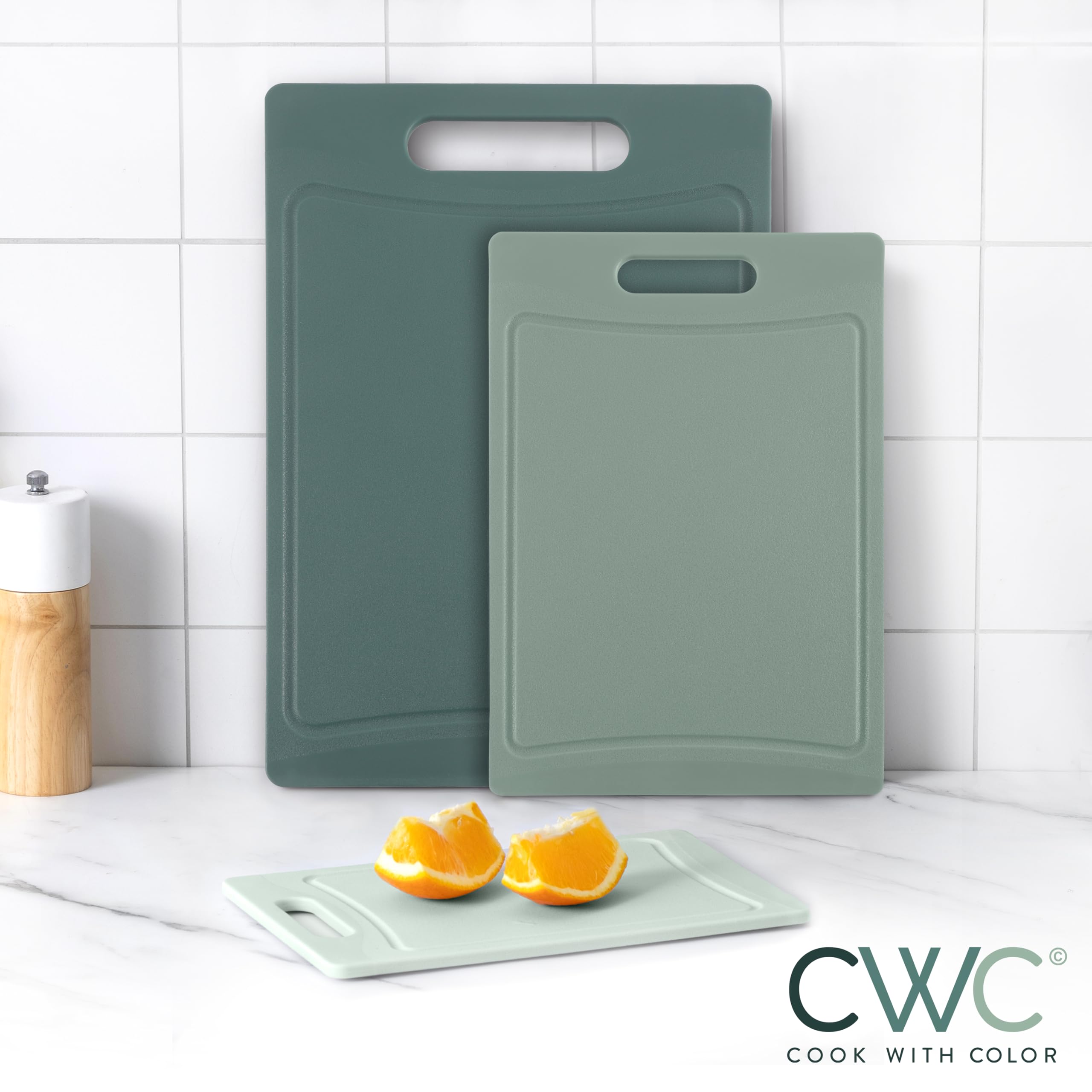 COOK WITH COLOR mint medium 12-inch board perfect for prepping veggies.