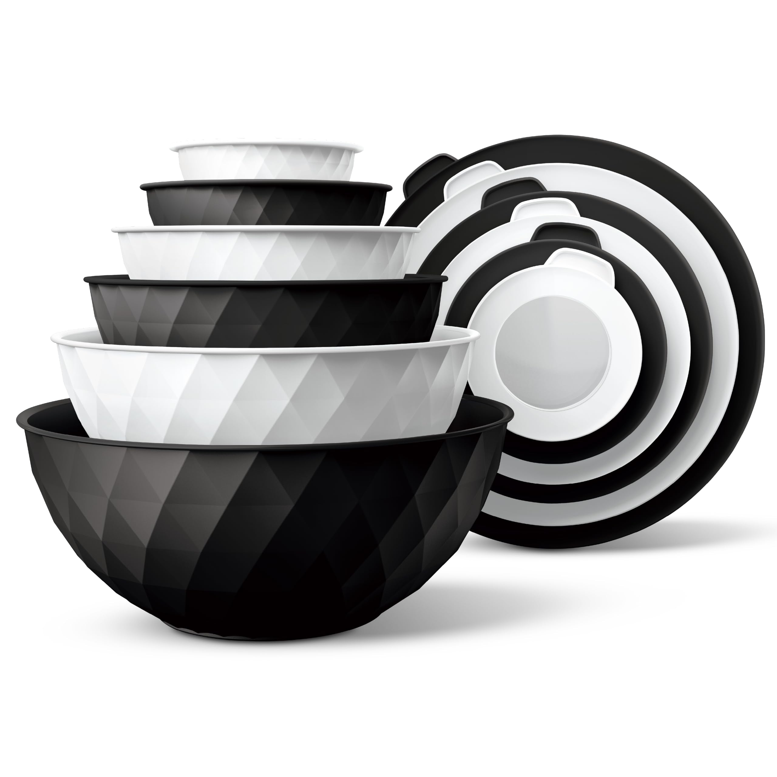 COOK WITH COLOR mixing bowls with diamond design for easy prep and stylish kitchen organization