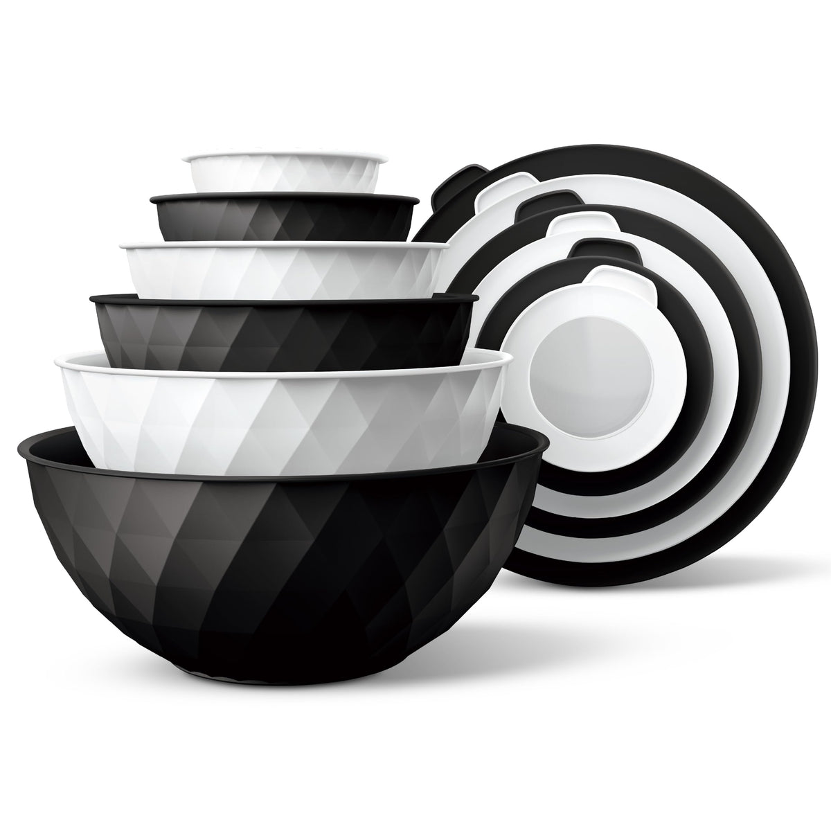 COOK WITH COLOR mixing bowls with diamond design for easy prep and stylish kitchen organization