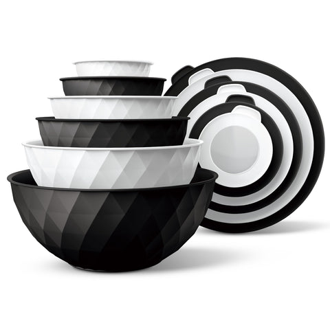 COOK WITH COLOR mixing bowls with diamond design for easy prep and stylish kitchen organization