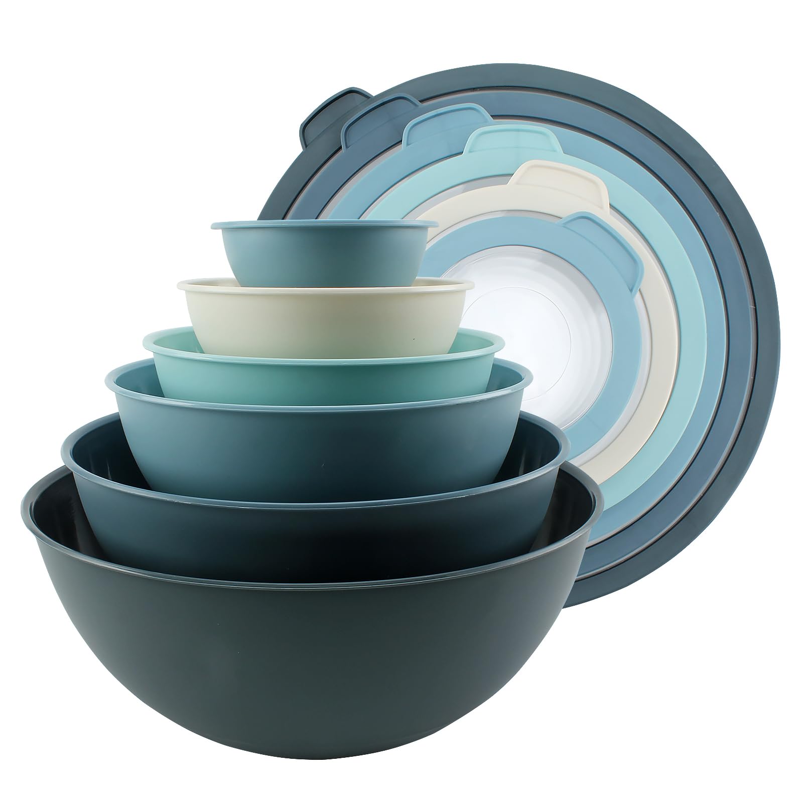 COOK WITH COLOR mixing bowls with non-slip bottom for stable prep on the counter.