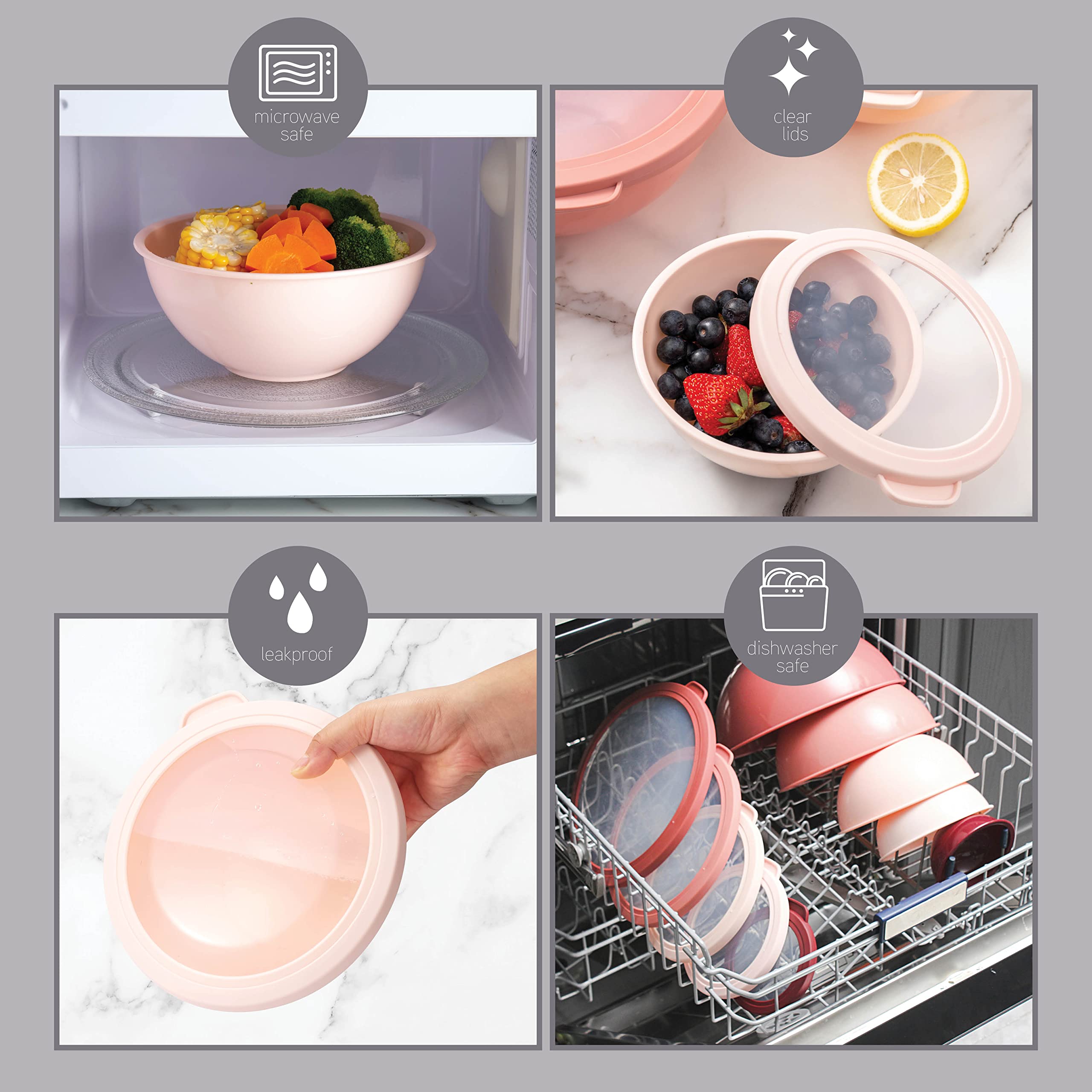 COOK WITH COLOR rose bowls showcase BPA-free material and durability