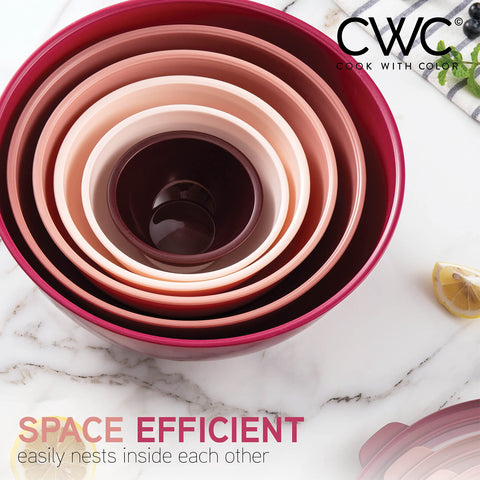 COOK WITH COLOR rose bowls demonstrate microwave safe use in kitchen
