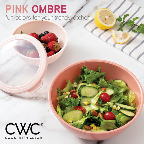 COOK WITH COLOR rose nesting bowls stacked for compact kitchen storage