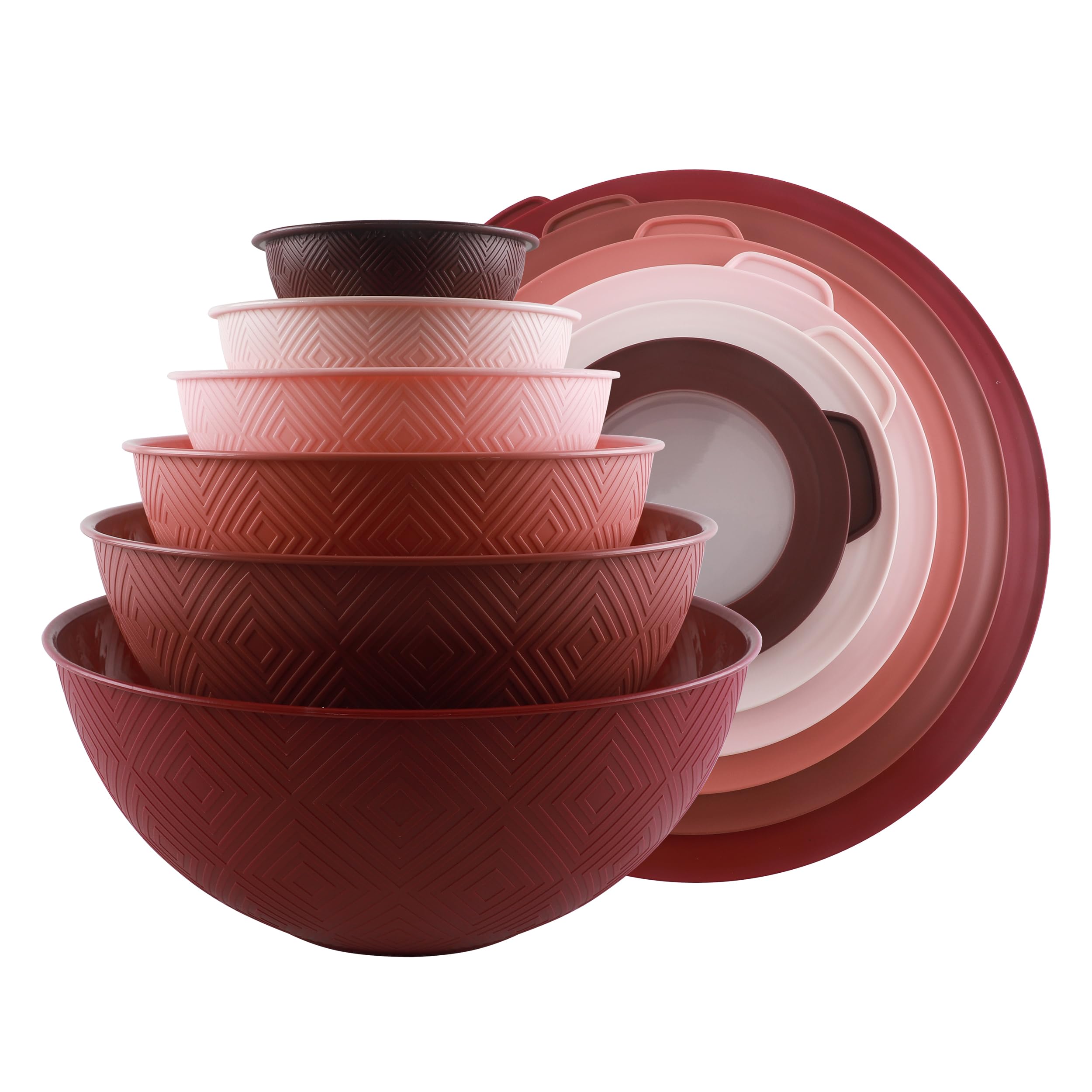 Cook with Color mixing bowls rose nesting design for space-saving storage