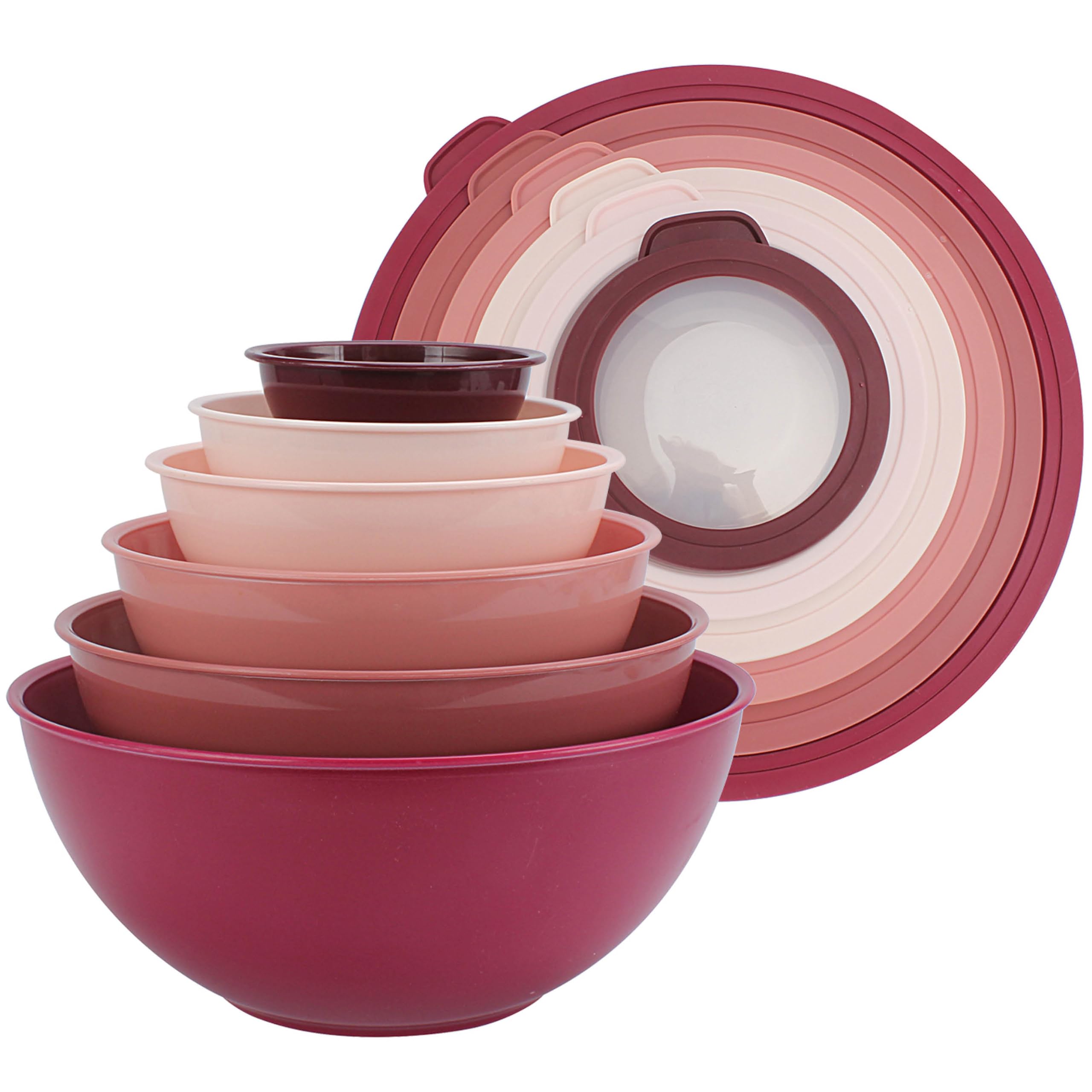 COOK WITH COLOR rose mixing bowls packshot, ready for prep and storage