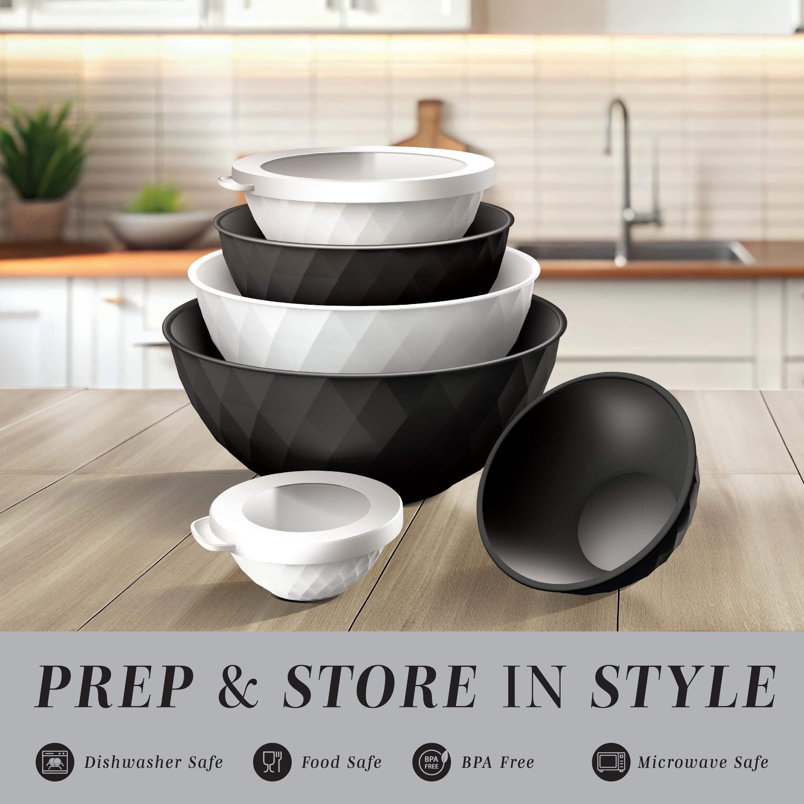 COOK WITH COLOR nesting bowls nest together to save space and simplify storage