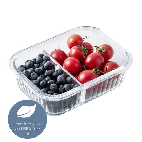 Ombre blue lids add a stylish touch to storage.