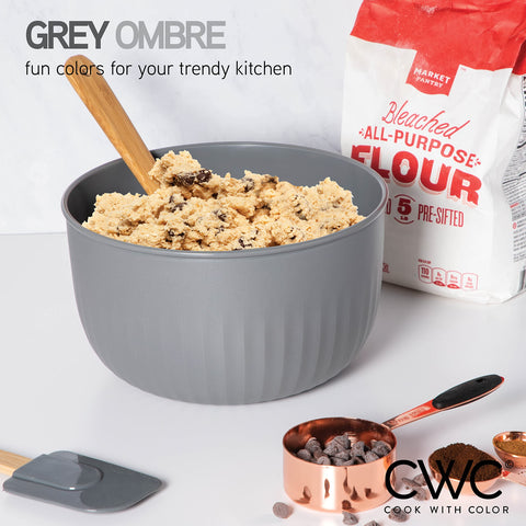 COOK WITH COLOR deep, wide bowls make mixing easy without splatter
