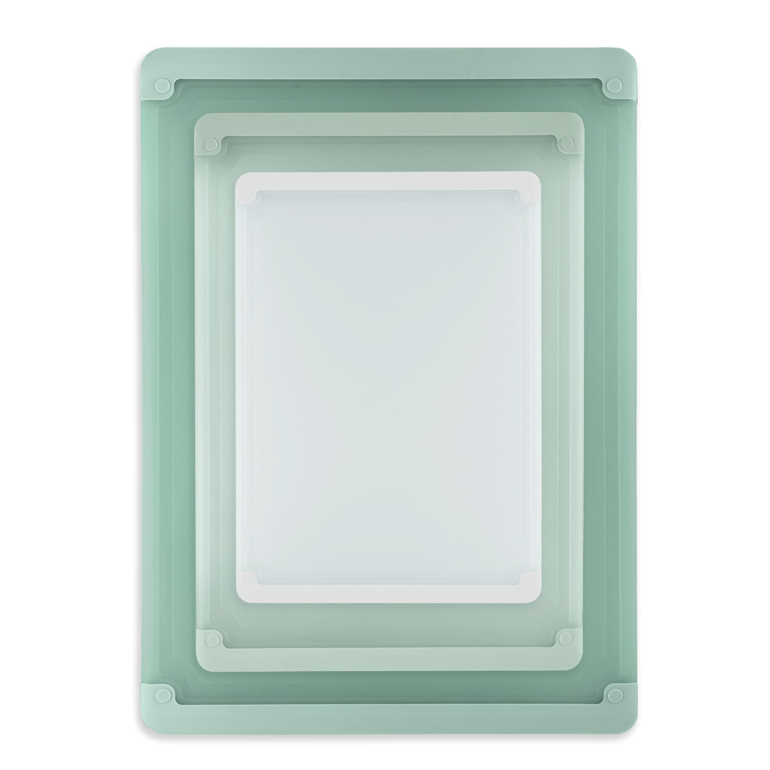 Cook with Color rubber-bordered boards provide grip for precise slicing