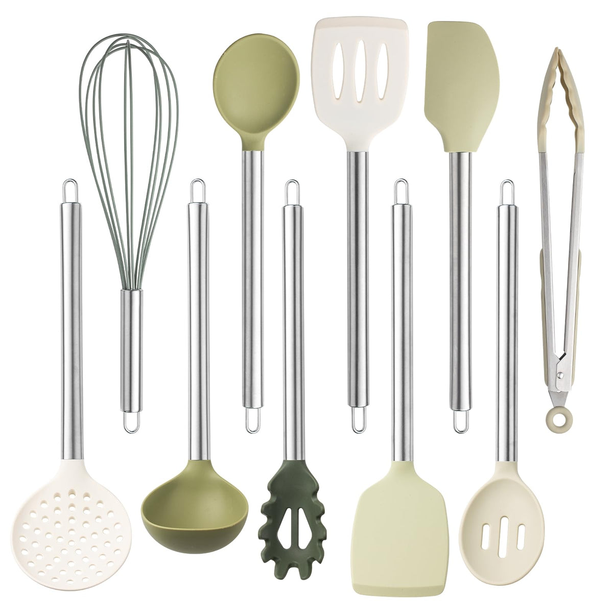 COOK WITH COLOR silicone serving spoon protects nonstick cookware while stirring.