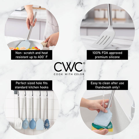 Cook With Color silicone turner gentle on nonstick pans