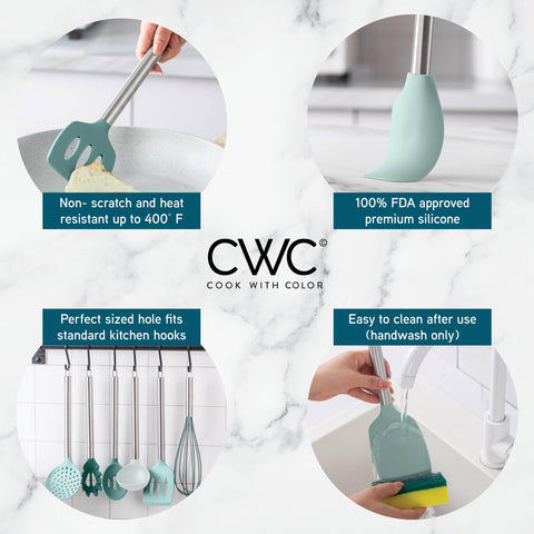 Cook With Color spaghetti spoon aids serving pasta without clumping