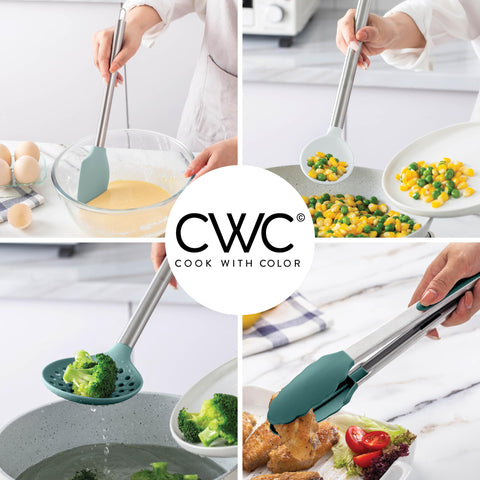 Cook With Color silicone tongs stay secure while serving