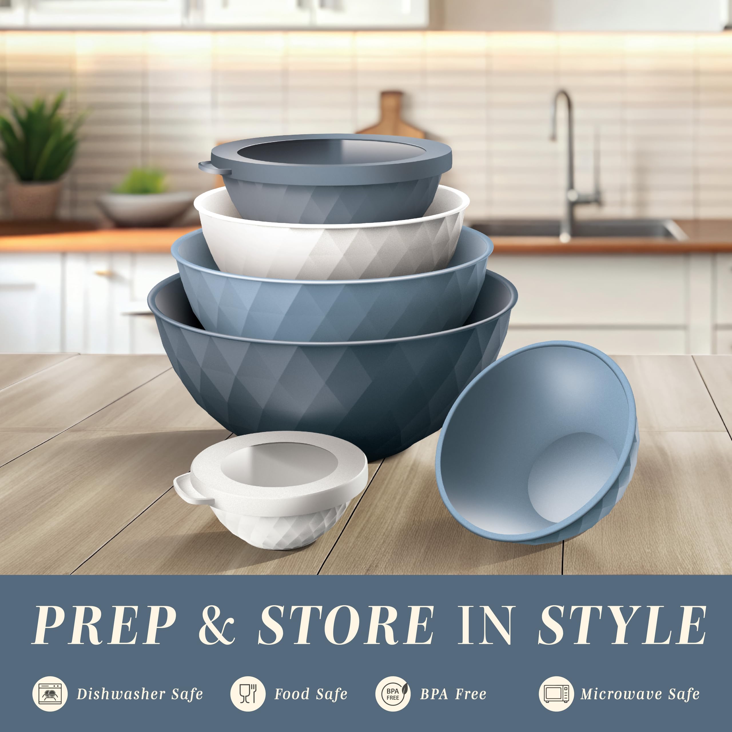 COOK WITH COLOR six prep bowls and lids ideal for easy portioning.