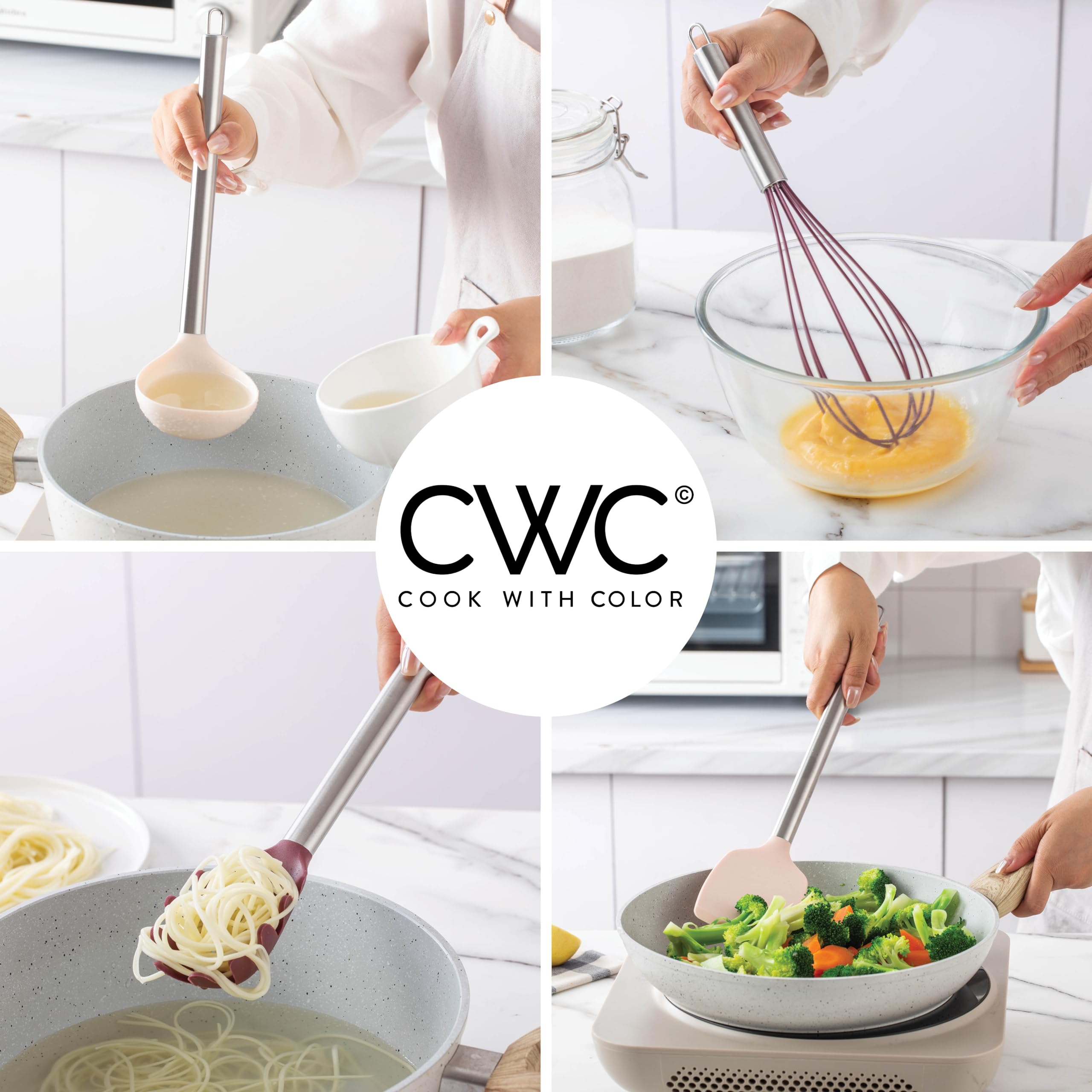 COOK WITH COLOR slotted-spoon rose helps drain liquids cleanly