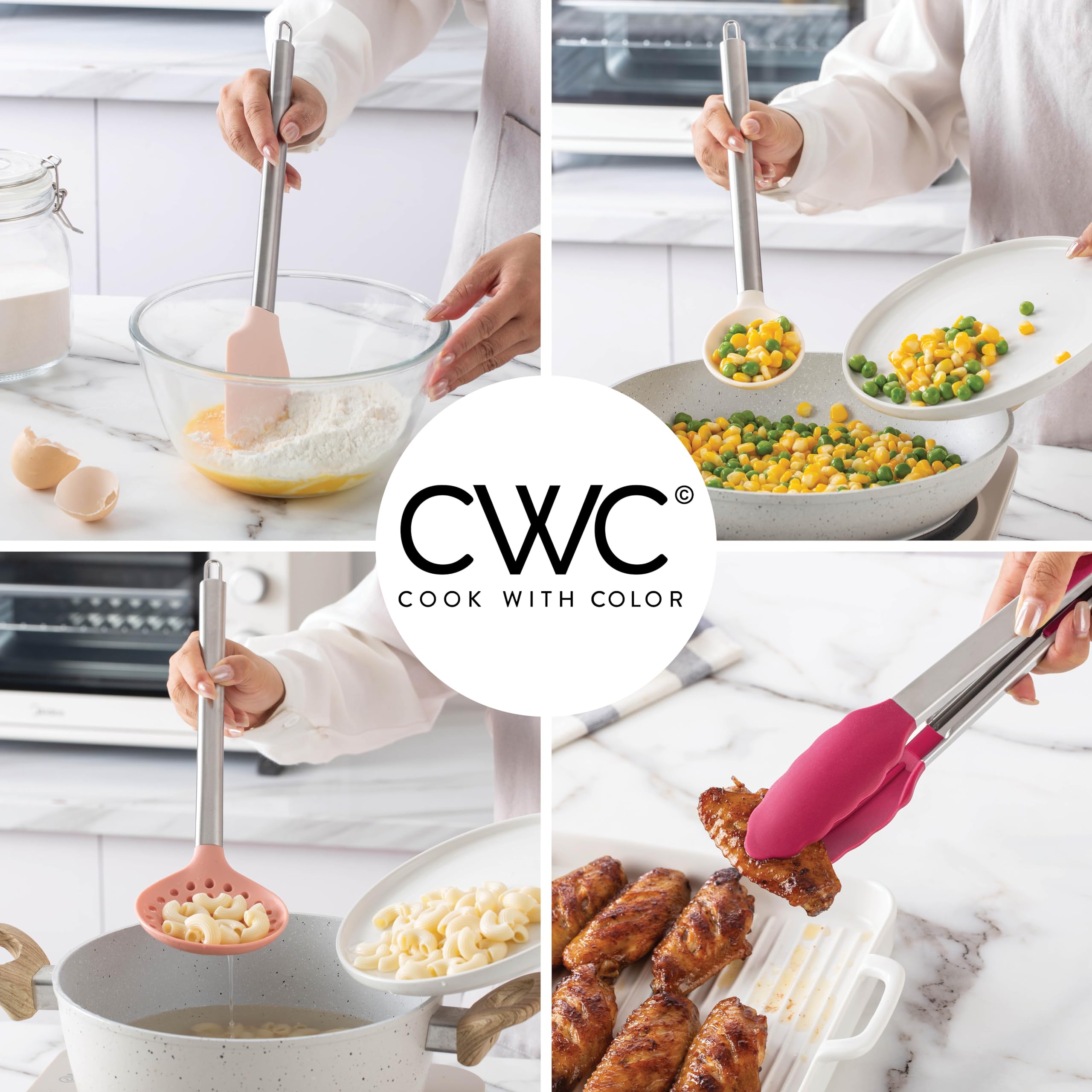 COOK WITH COLOR slotted-turner rose safe for nonstick pans