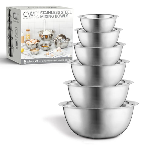 Cook With Color stainless steel nesting bowls for space-saving storage