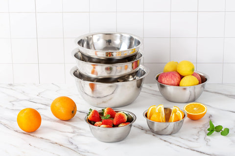 Cook With Color six-piece set in silver ready for prep, serving, and storing